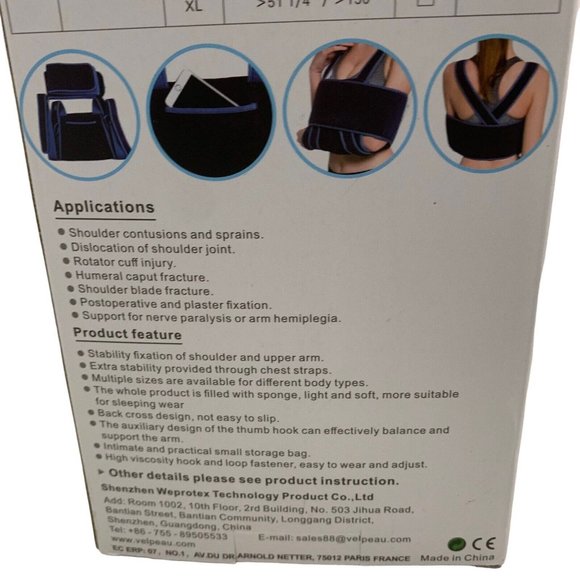 Velpeau Arm Sling Shoulder Immobilizer For Right or Left Arm Model VP0301 Size M - Picture 7 of 11